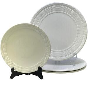 Chantilly White Graphic Studio Nova Embossed (3) Dinner Plates (1) Salad Plate